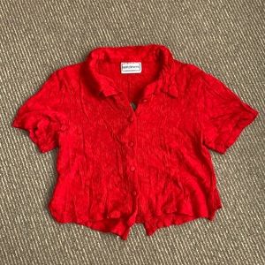 Vintage Karin Stevens red keyhole backed shirt